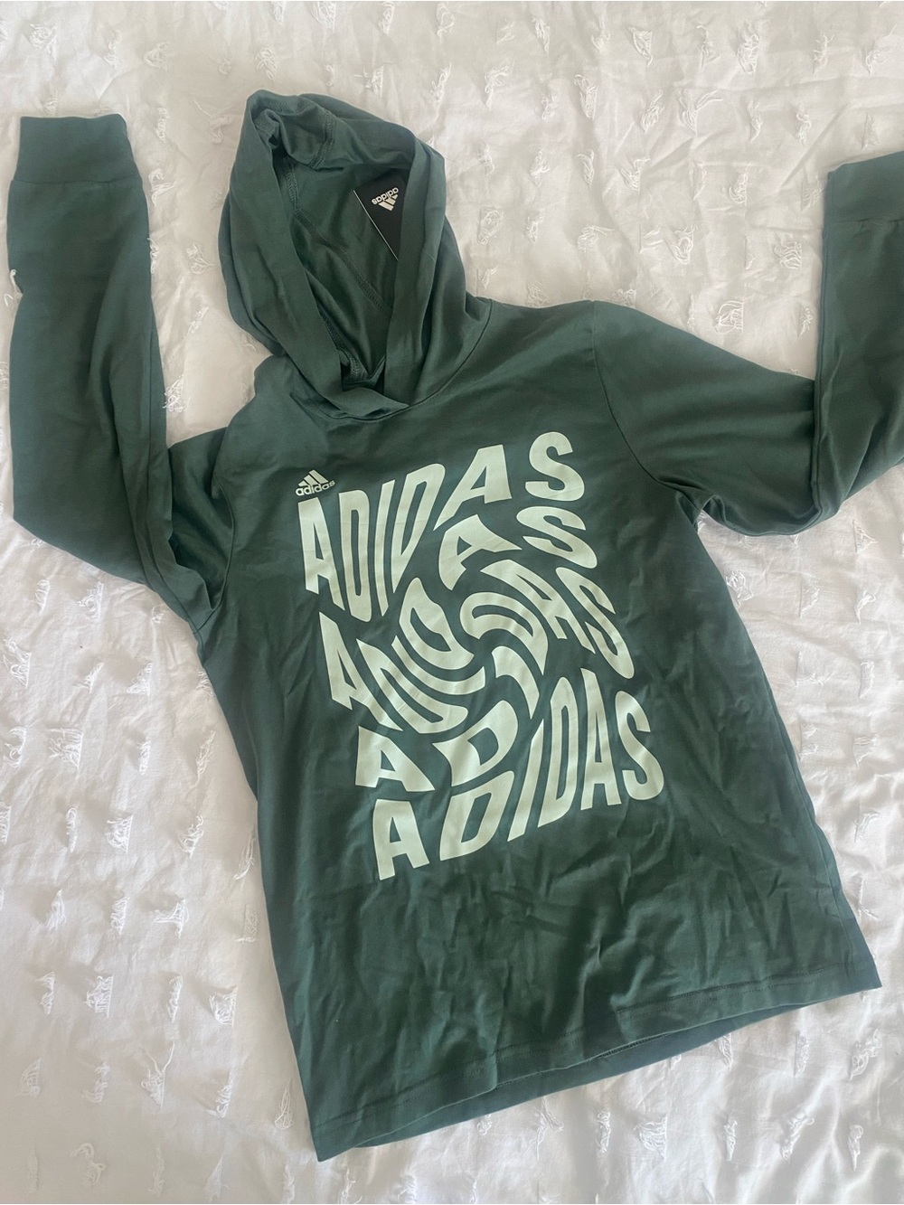 Adidas Kid’s Dark Green Logo Lightweight Hoodie